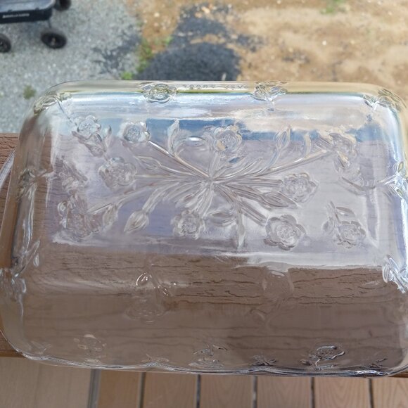 Vintage Anchor Hocking Savannah Clear Floral Glass Rectangular Baking Dish - Picture 11 of 14